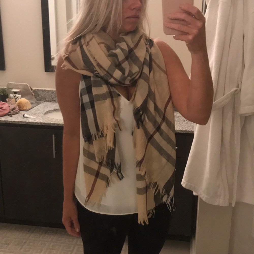 Cotton lightweight plaid scarf